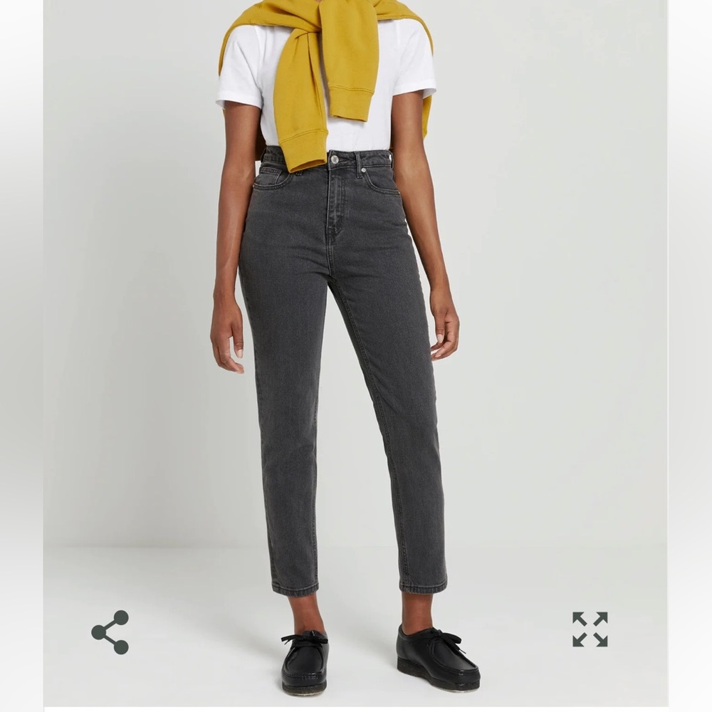 Frank & Oak High-Rise Straight Jeans - Charcoal Gray